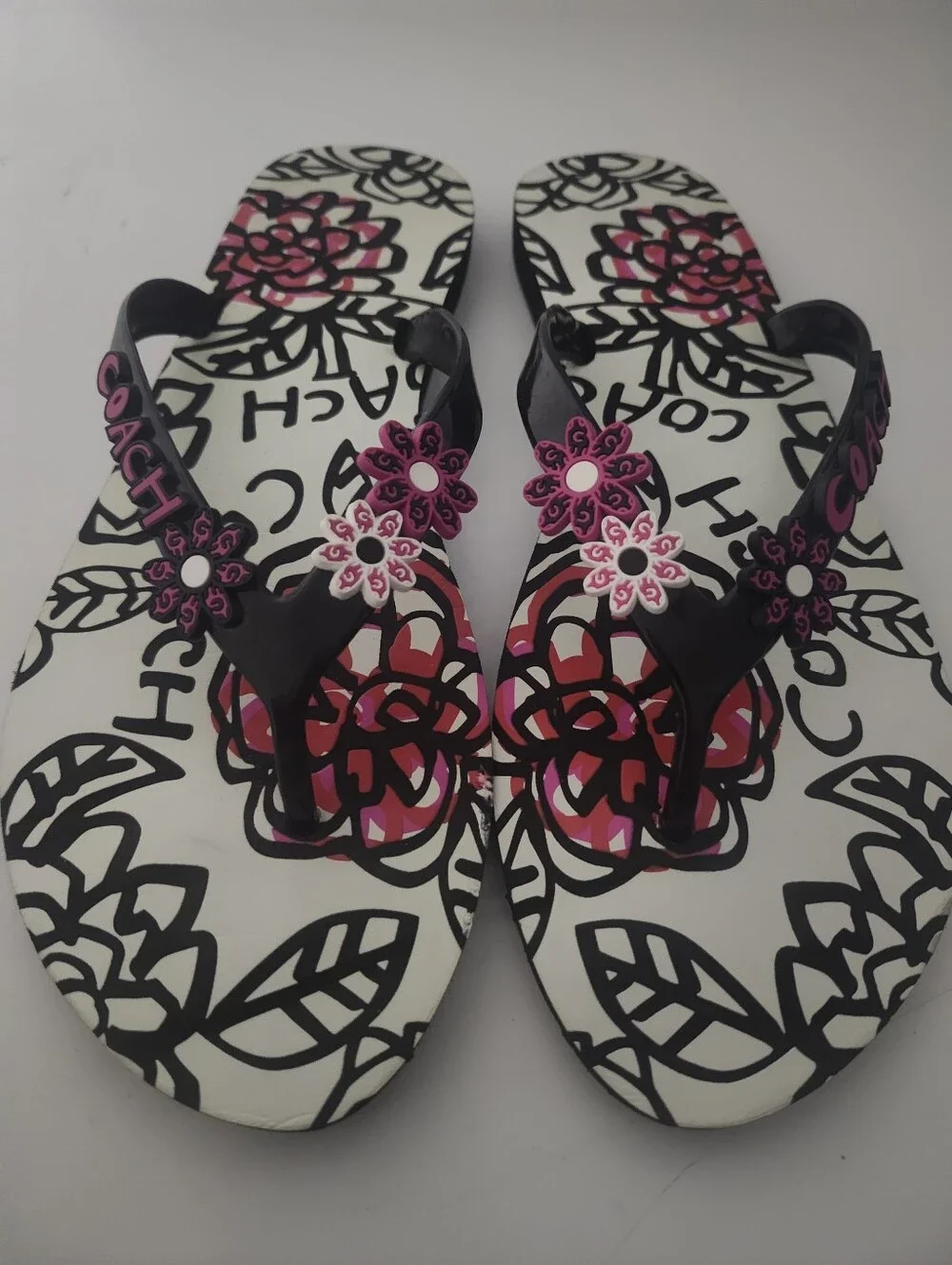 Coach Poppy Kerrie Floral Jelly Flip Flops